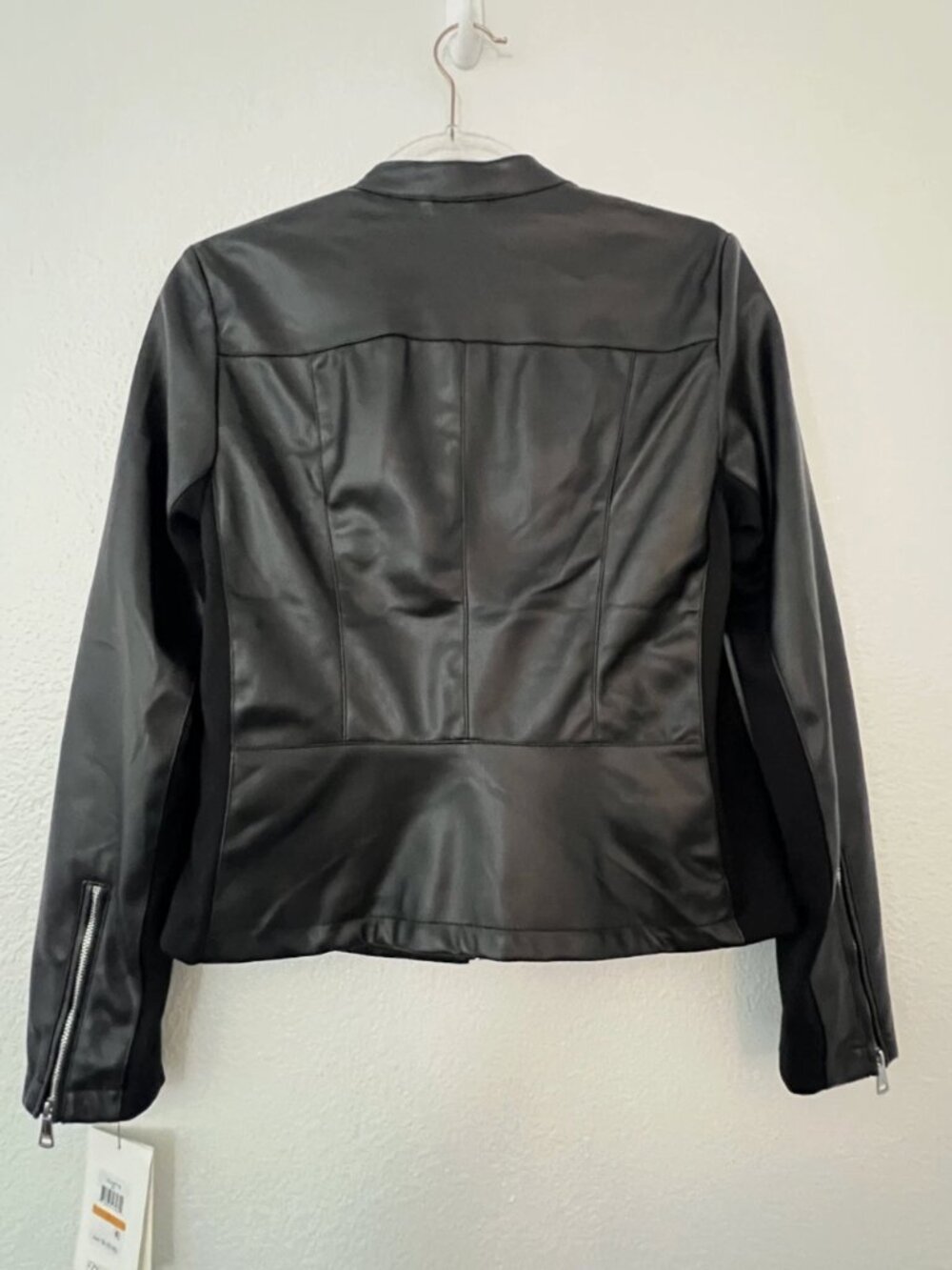 NWT-DKNY Faux Leather Moto Jacket small + NWOT Plaid Dress Small ly-space - Picture 8 of 12
